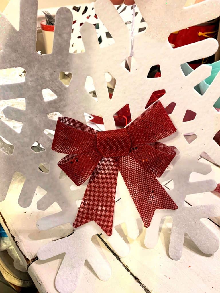 Red Bow on Snowflake