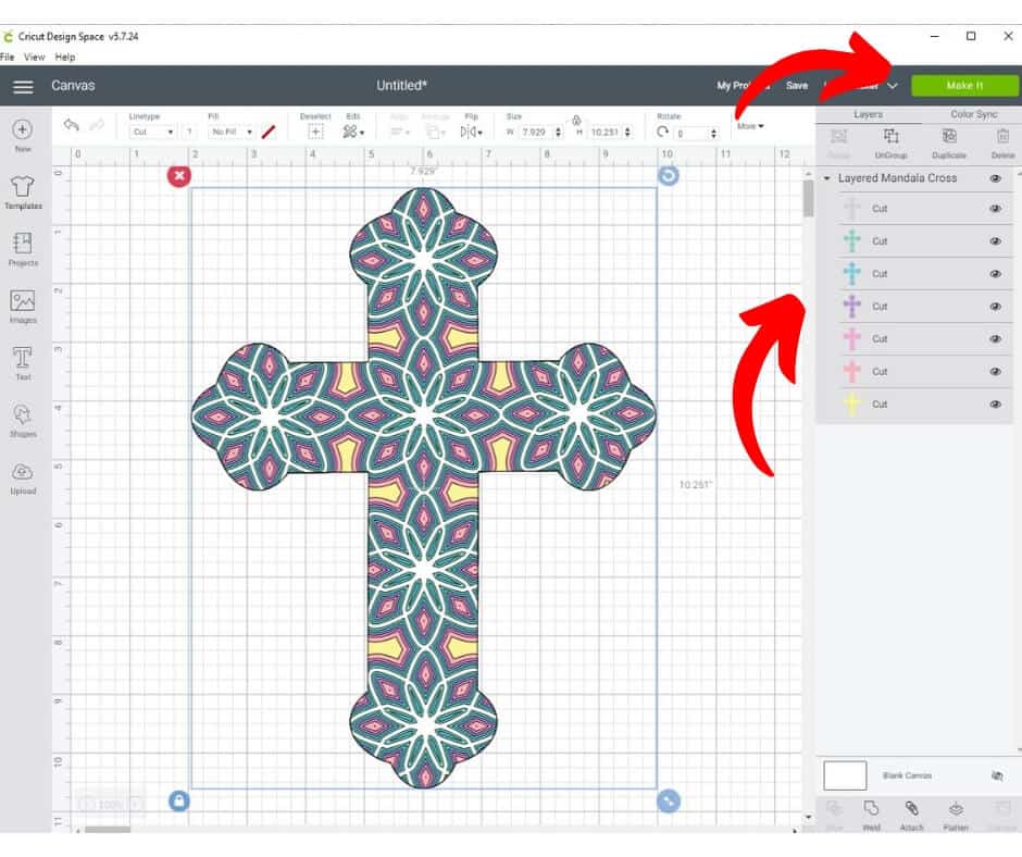 Layered Mandala Cross SVG for Cricut or Silhouette