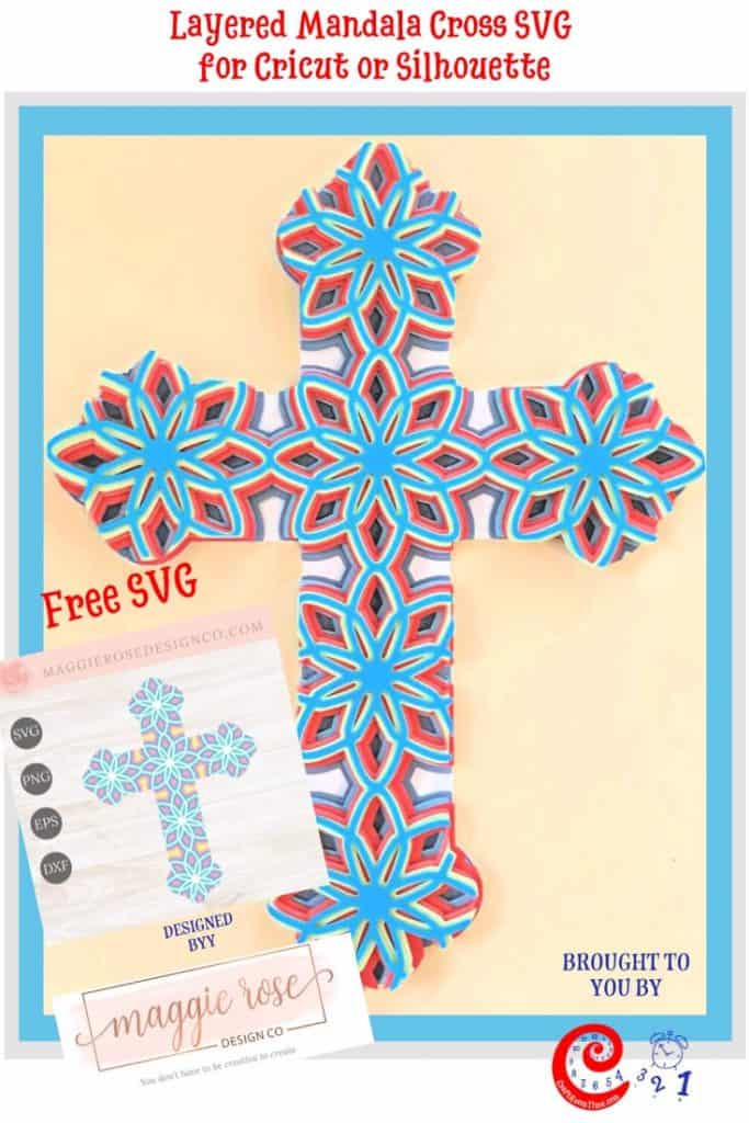 Layered Mandala Cross SVG for Cricut