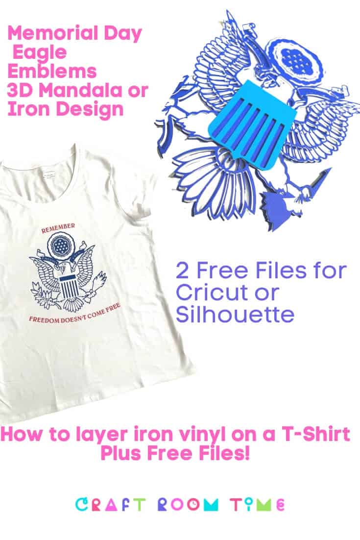 Memorial Day Eagle Emblem 3D Mandala or Iron On Design