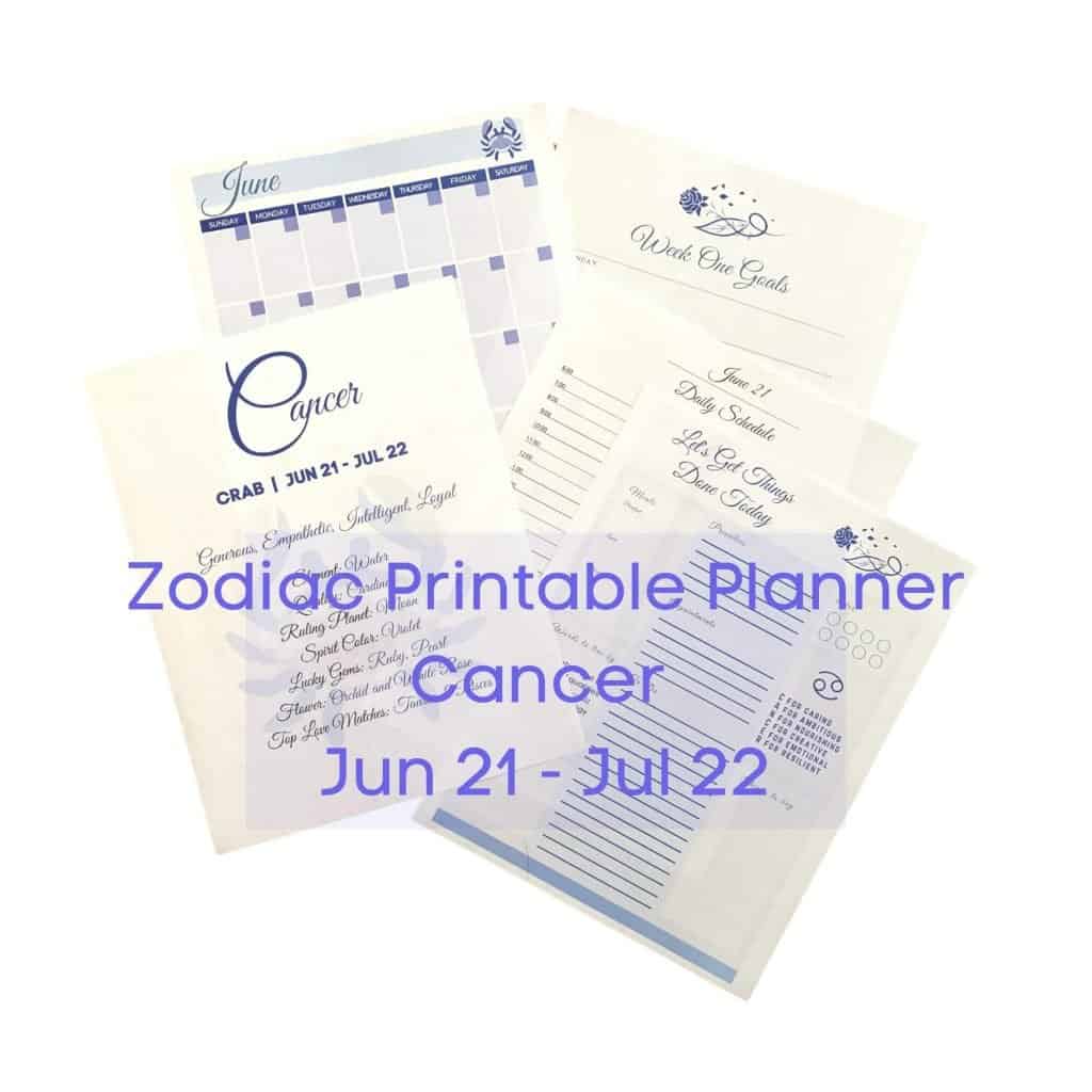 Cancer Season Zodiac Printable Planner