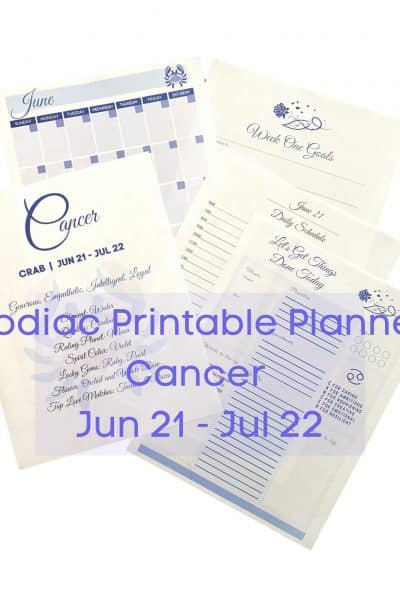 Cancer Season Zodiac Printable Planner