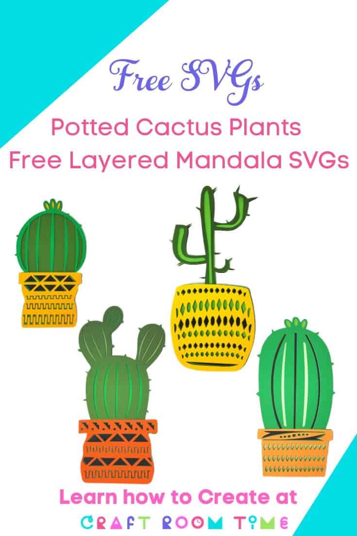 Download Potted Cactus Plants Free Layered Mandala SVGs