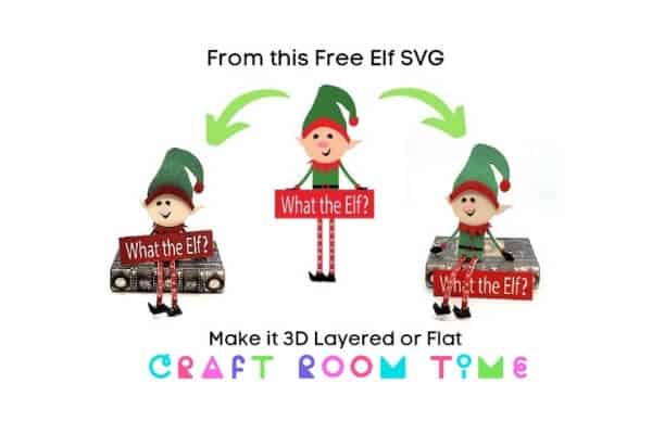 3D Sitting Christmas Elf Free SVG