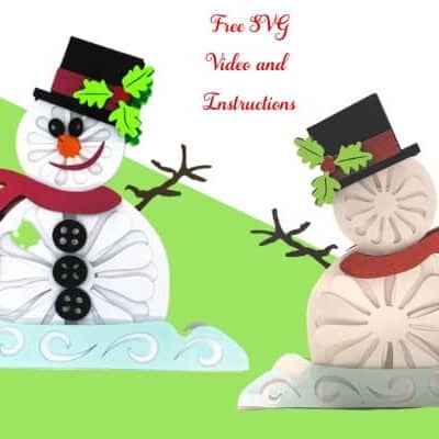 3D Standing Layered Snowman Free SVG