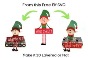 3D Sitting Christmas Elf Free SVG