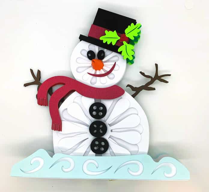 3D Standing Layered Snowman Free SVG