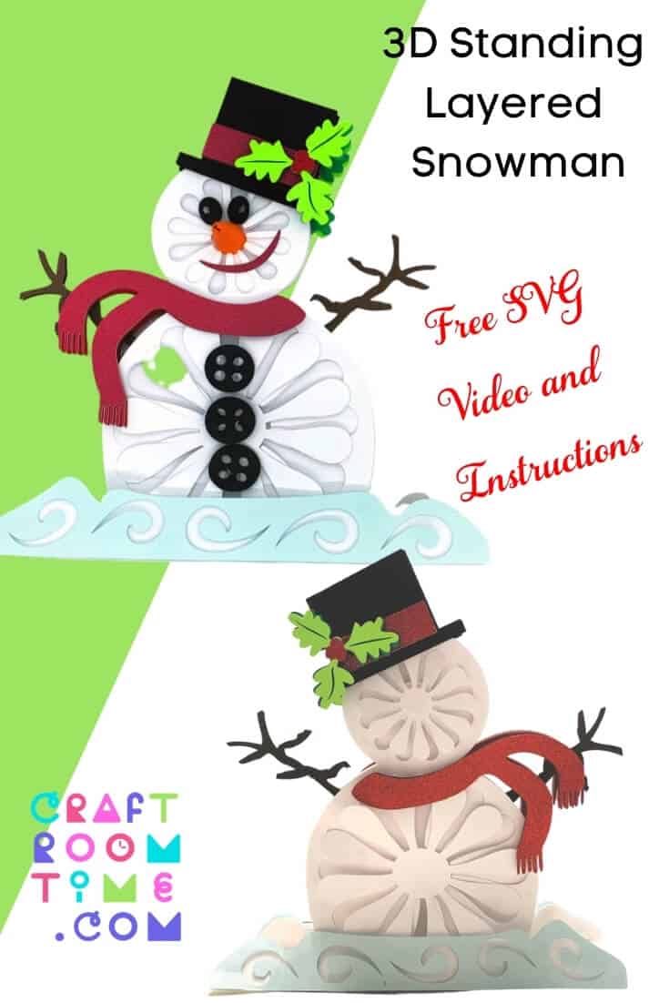 3D Standing Layered Snowman Free SVG