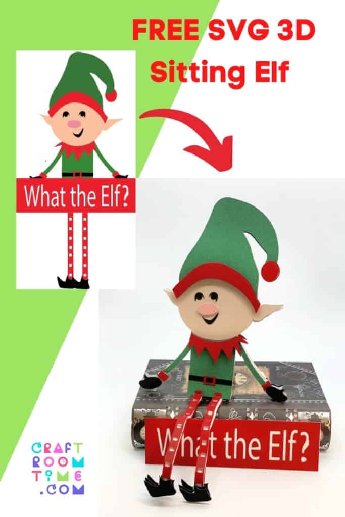 3D Sitting Christmas Elf Free SVG