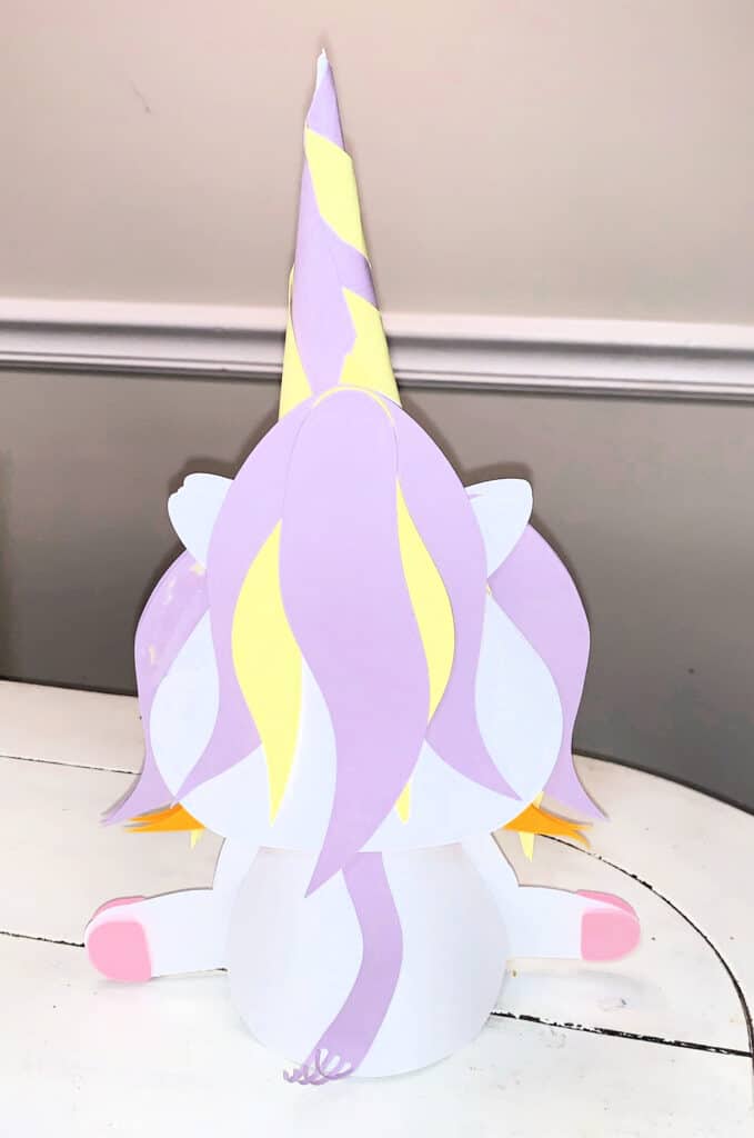 3D Standing paper Unicorn Free SVG