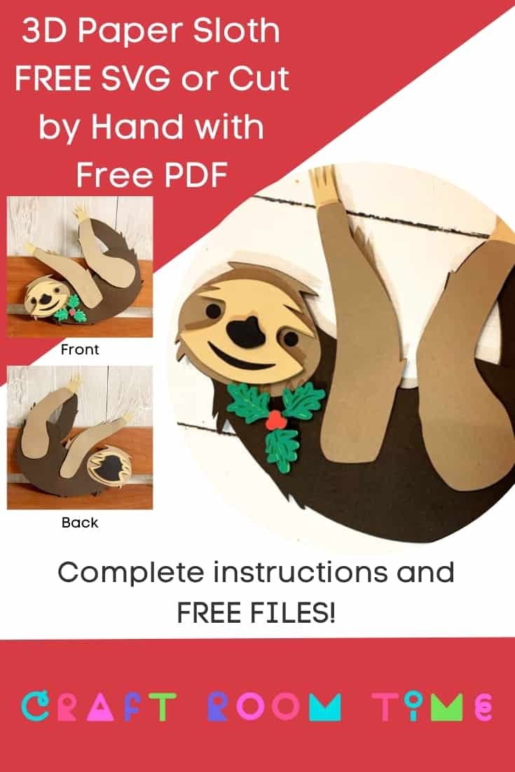 Download 3d Paper Sloth Free Svg For Cricut Craft Room Time