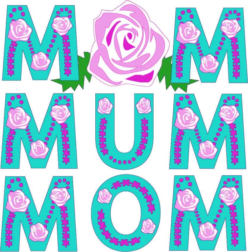 3D Mom or Mum with Rose for Mother's Day