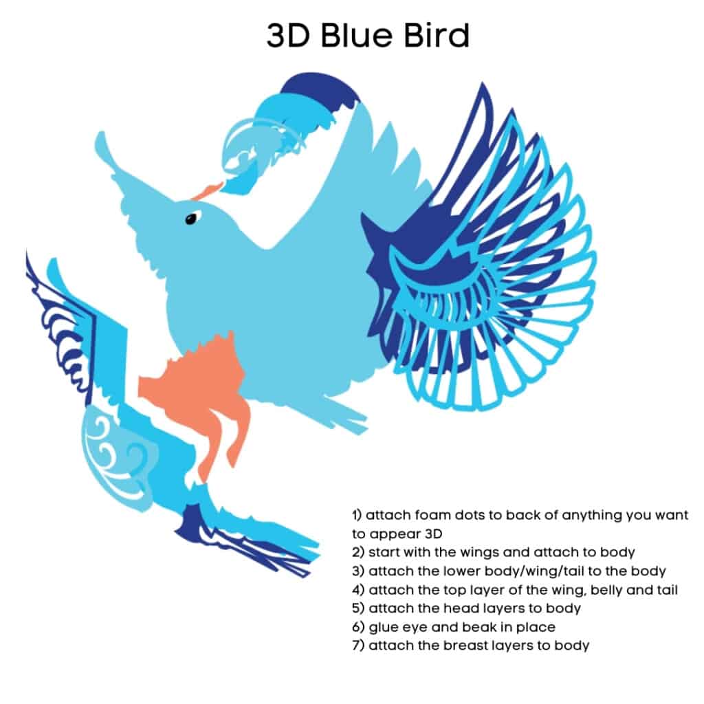 Instructions for putting blue bird together