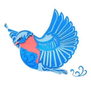 3D Layered Blue Bird with Free SVG