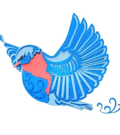 3D Layered Blue Bird with Free SVG