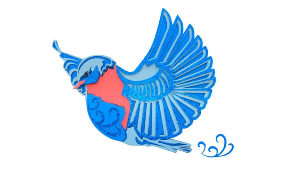 3D Layered Blue Bird with Free SVG