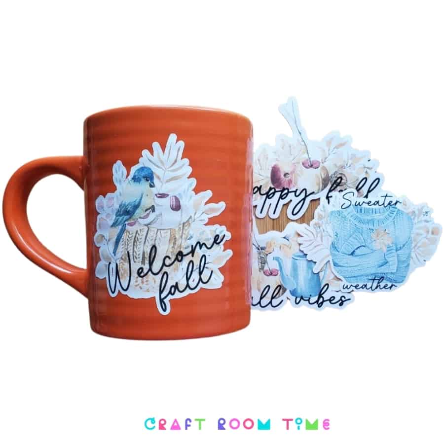 Easy to Make Coffee Mugs with Printable Vinyl Stickers