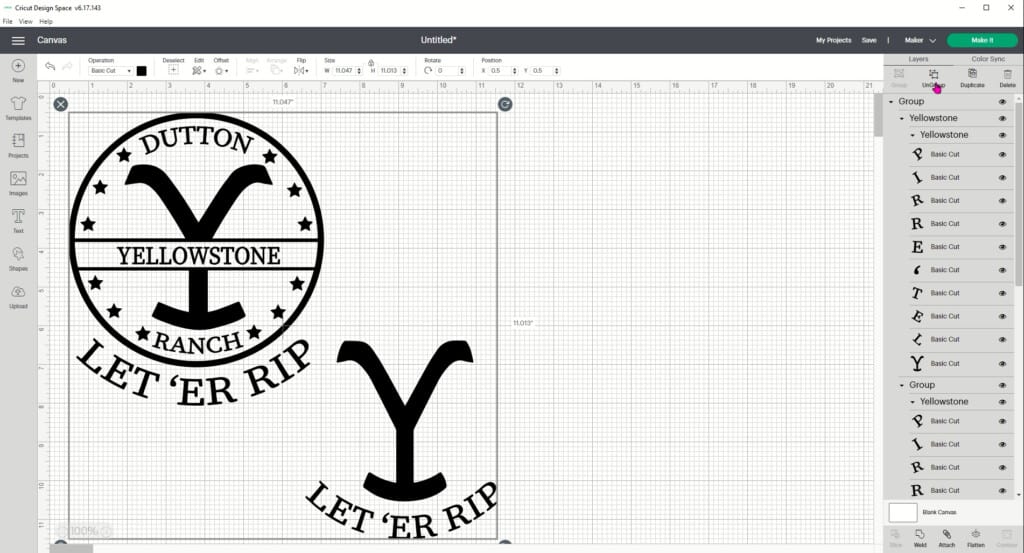 Ungroup Yellowstone Free SVG